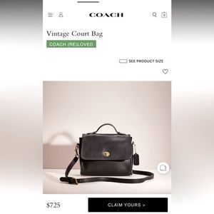 Coach Vintage Court Black Crossbody Bag